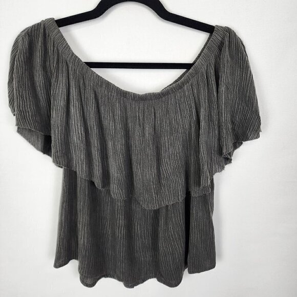 Ecote Winona Ruffle Crinkle Gauze Top M - Picture 3 of 5